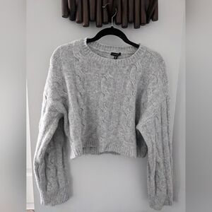 Dynamite Light Gray Cable Knit Sweater